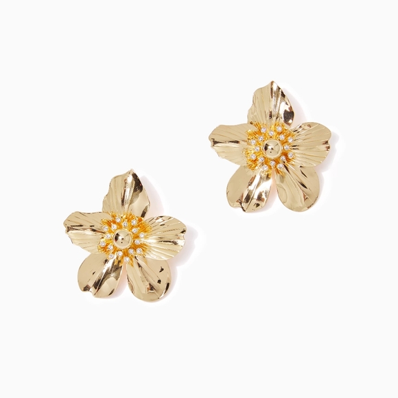 NEW Lilly Pulitzer Orchid Oversized Earrings in Gold - Picture 1 of 3